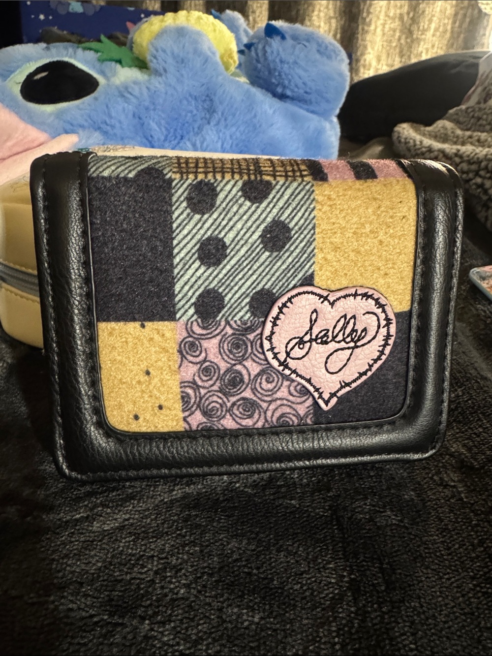 Disney Patchwork Card Holder in Black, Pink, Yellow